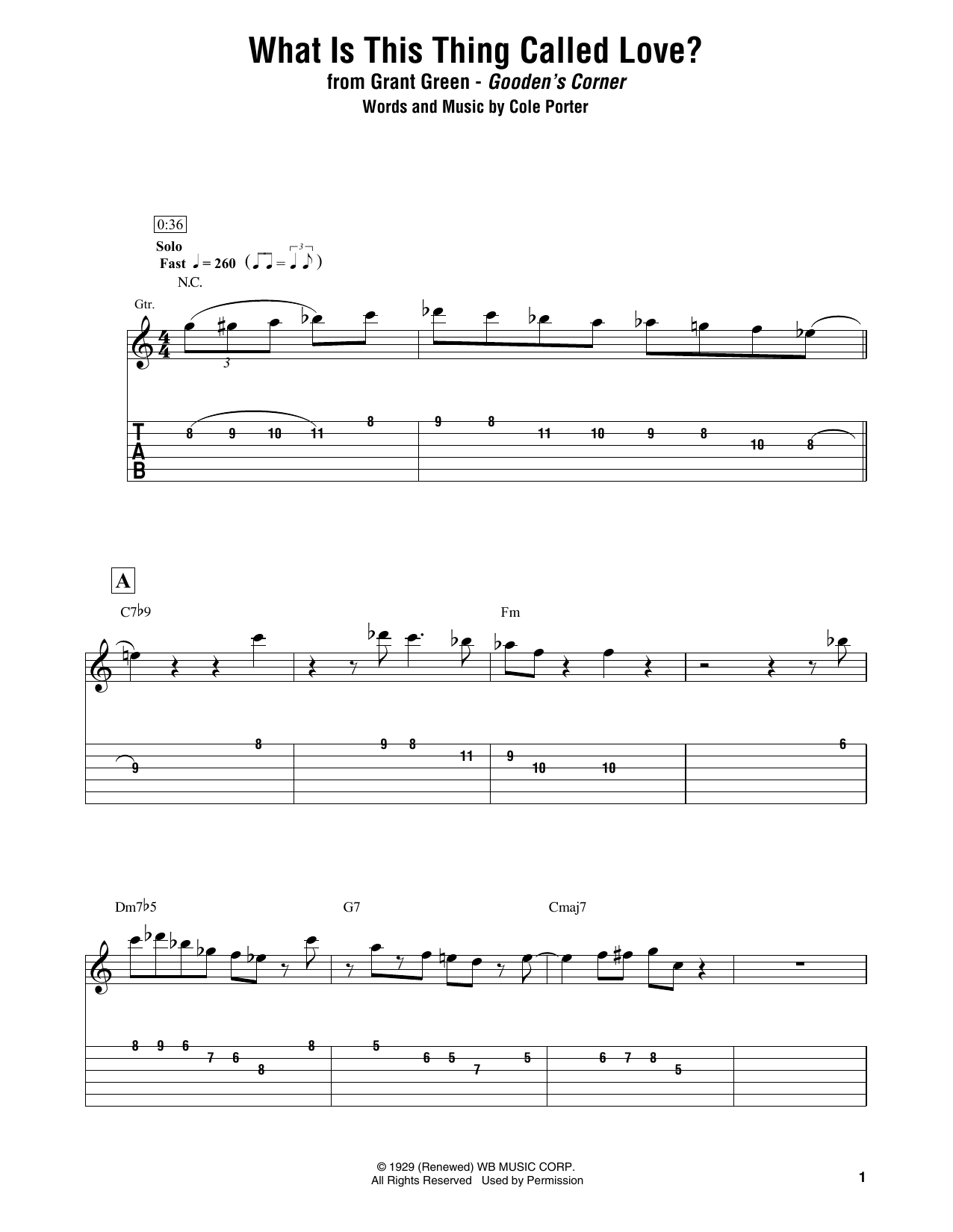 Grant Green What Is This Thing Called Love? sheet music notes and chords. Download Printable PDF.