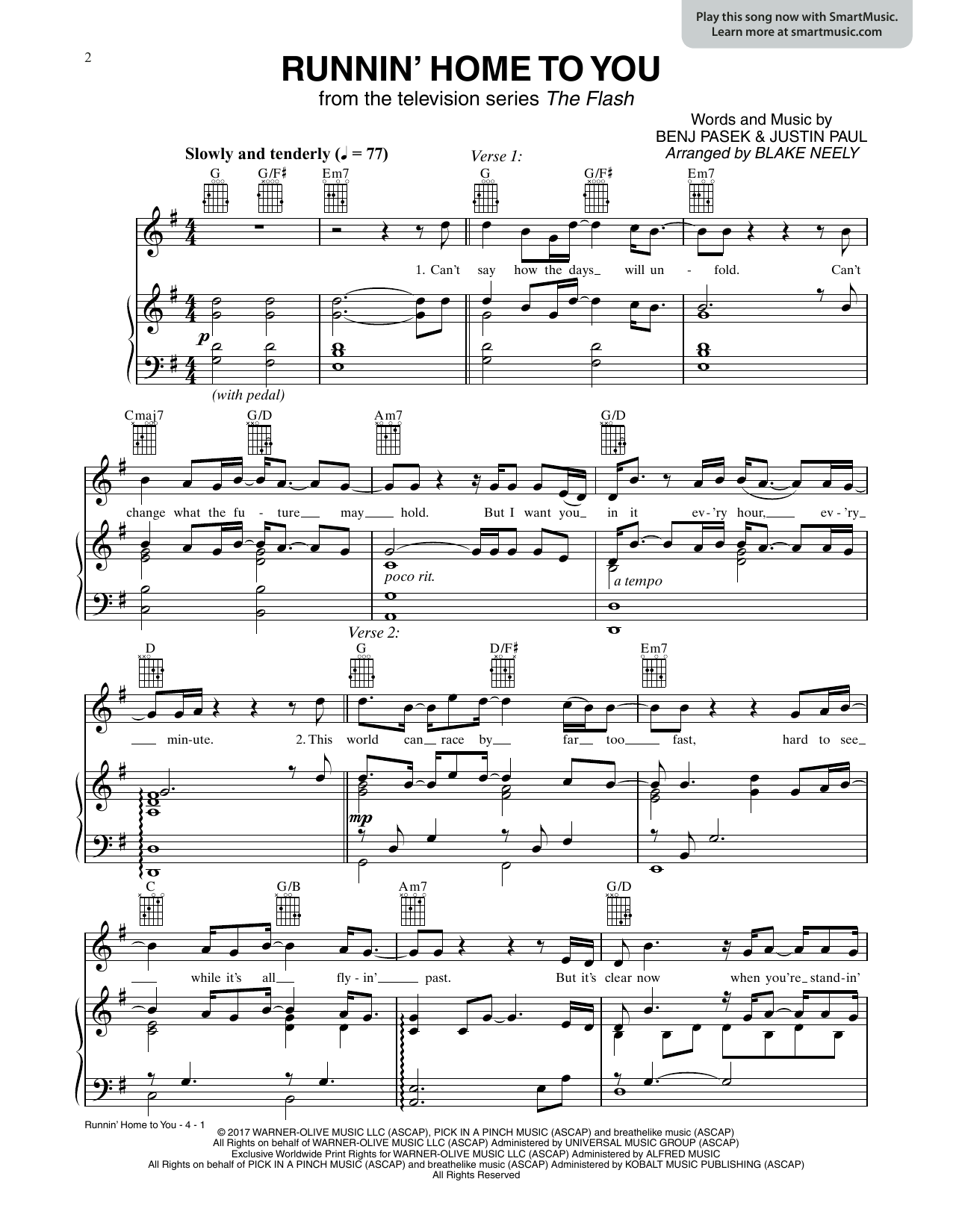 Grant Gustin Runnin' Home To You (from The Flash) (arr. Blake Neely) sheet music notes and chords. Download Printable PDF.