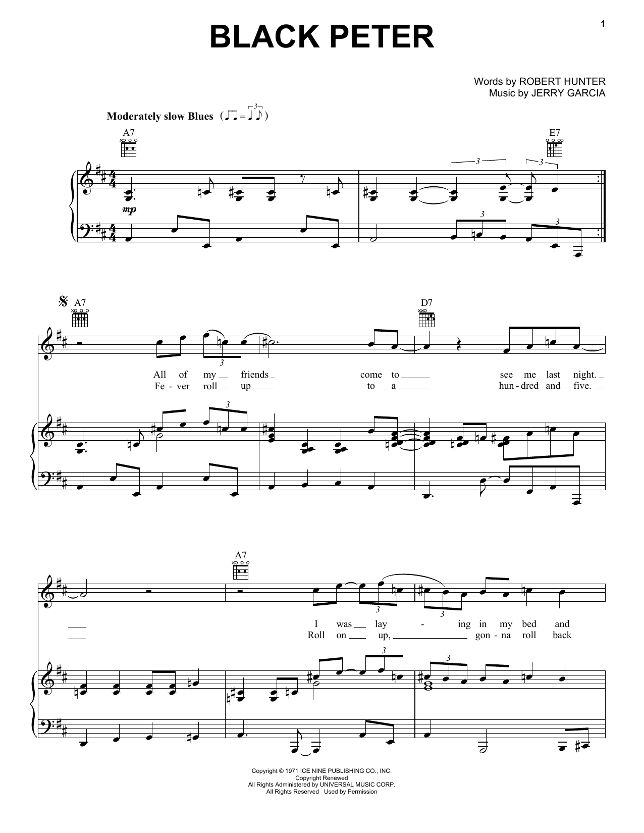 Grateful Dead Black Peter sheet music notes and chords. Download Printable PDF.