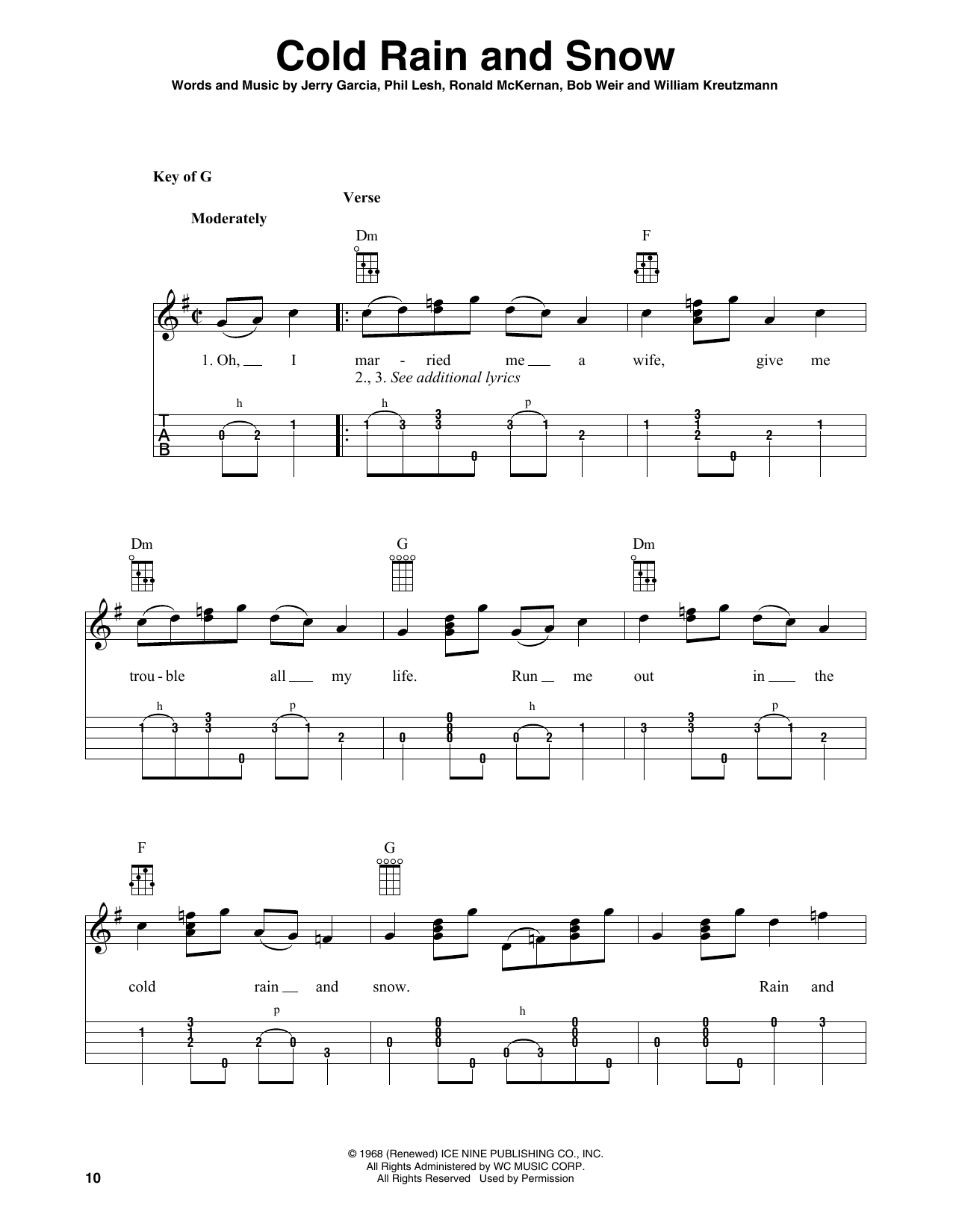 Grateful Dead Cold Rain And Snow (arr. Fred Sokolow) sheet music notes and chords. Download Printable PDF.