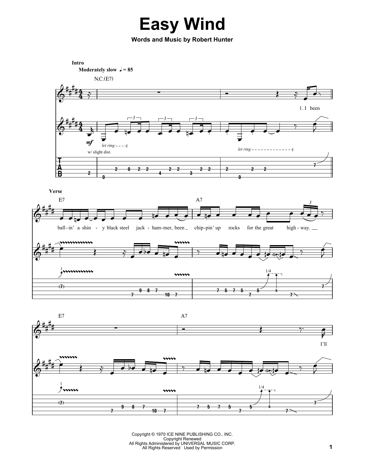 Grateful Dead Easy Wind sheet music notes and chords. Download Printable PDF.