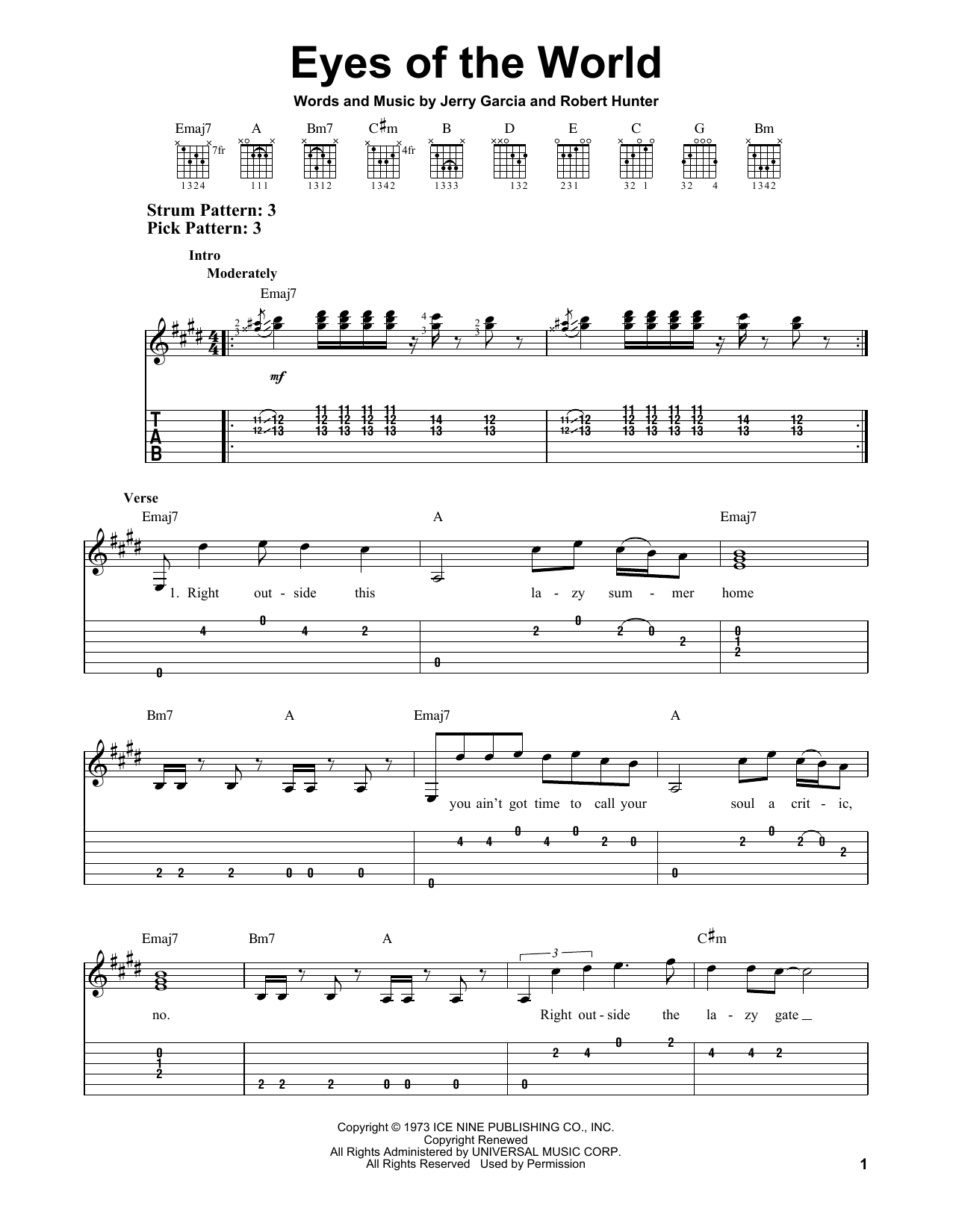 Grateful Dead Eyes Of The World sheet music notes and chords. Download Printable PDF.