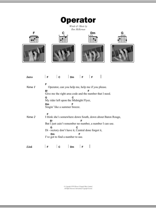 Grateful Dead Operator sheet music notes and chords. Download Printable PDF.