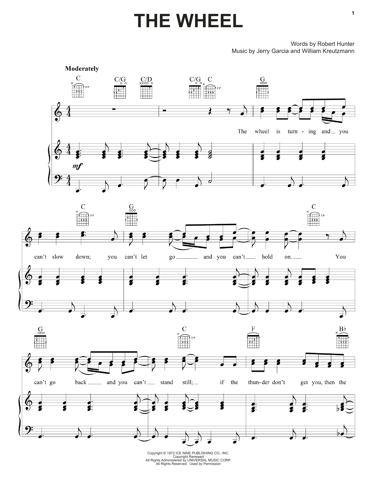 Grateful Dead The Wheel sheet music notes and chords. Download Printable PDF.