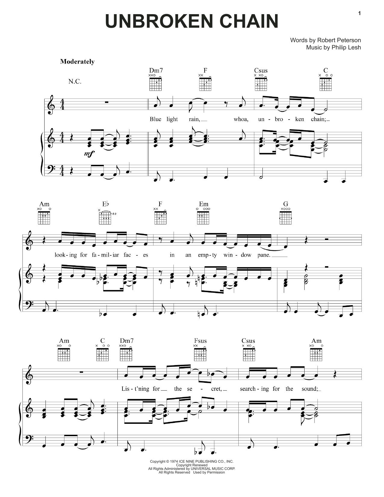 Grateful Dead Unbroken Chain sheet music notes and chords. Download Printable PDF.