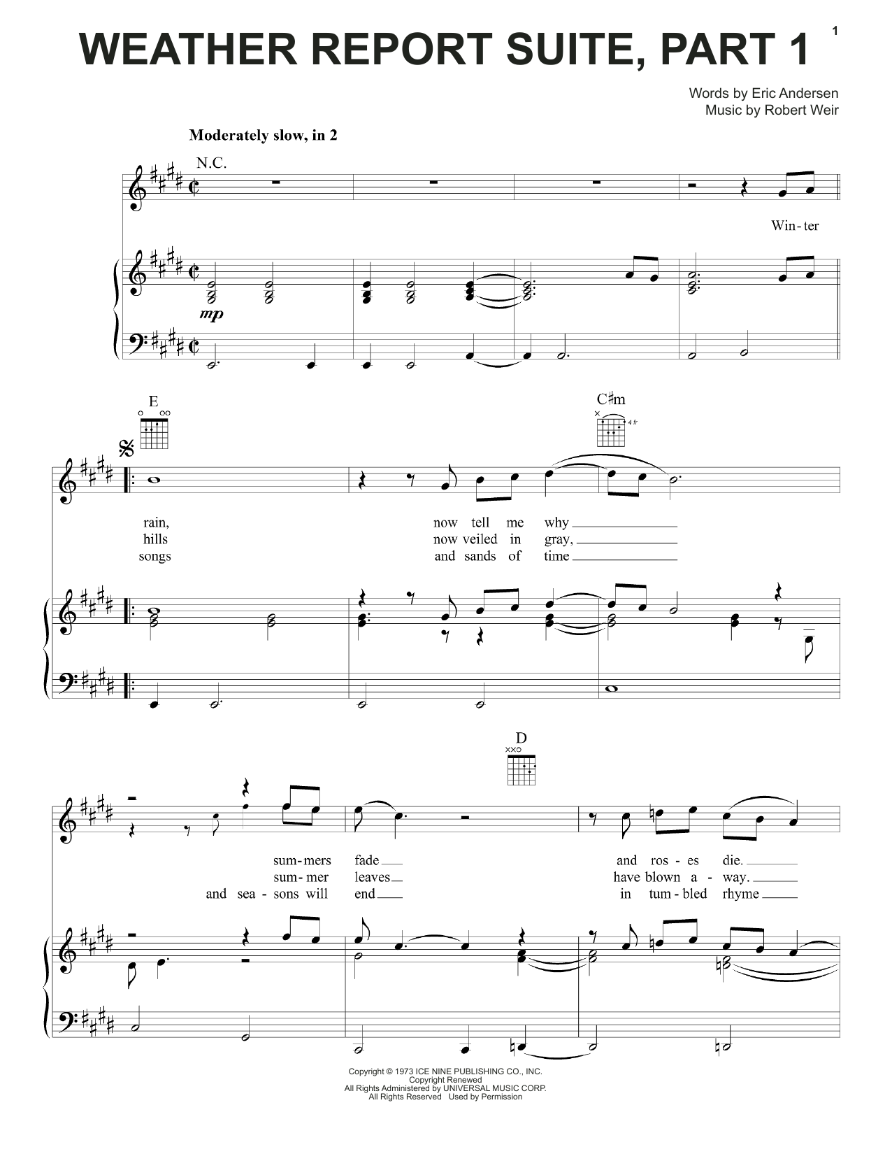 Learn to play Grateful Dead Weather Report Suite Part 1 sheet music for Piano, Vocal & Guitar Chords (Right-Hand Melody) in minutes. Price: 7.8900$ Grateful Dead Weather Report Suite Part 1 sheet music notes and chords arranged for Piano, Vocal & Guitar Chords (Right-Hand Melody)