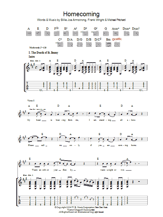 Learn to play Green Day Homecoming sheet music for Guitar Tab in minutes. Price: 7.8900$ Green Day Homecoming sheet music notes and chords arranged for Guitar Tab