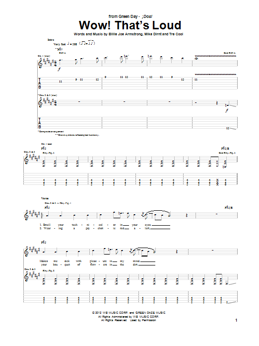 Learn to play Green Day Wow! That's Loud sheet music for Guitar Tab in minutes. Price: 7.8900$ Green Day Wow! That's Loud sheet music notes and chords arranged for Guitar Tab