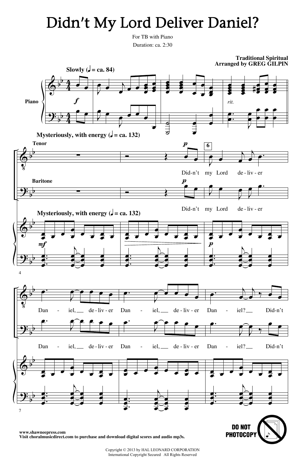 Greg Gilpin Didn't My Lord Deliver Daniel? sheet music notes and chords. Download Printable PDF.