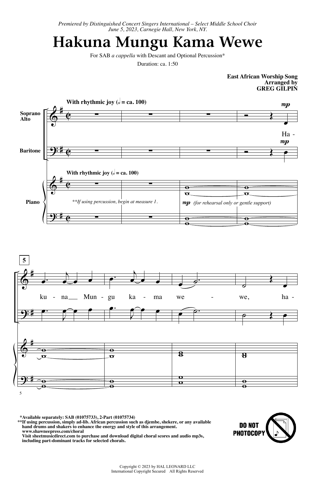 Greg Gilpin Hakuna Mungu Kama Wewe sheet music notes and chords. Download Printable PDF.