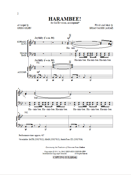 Brian McSee Harambee! (arr. Greg Gilpin) sheet music notes and chords. Download Printable PDF.