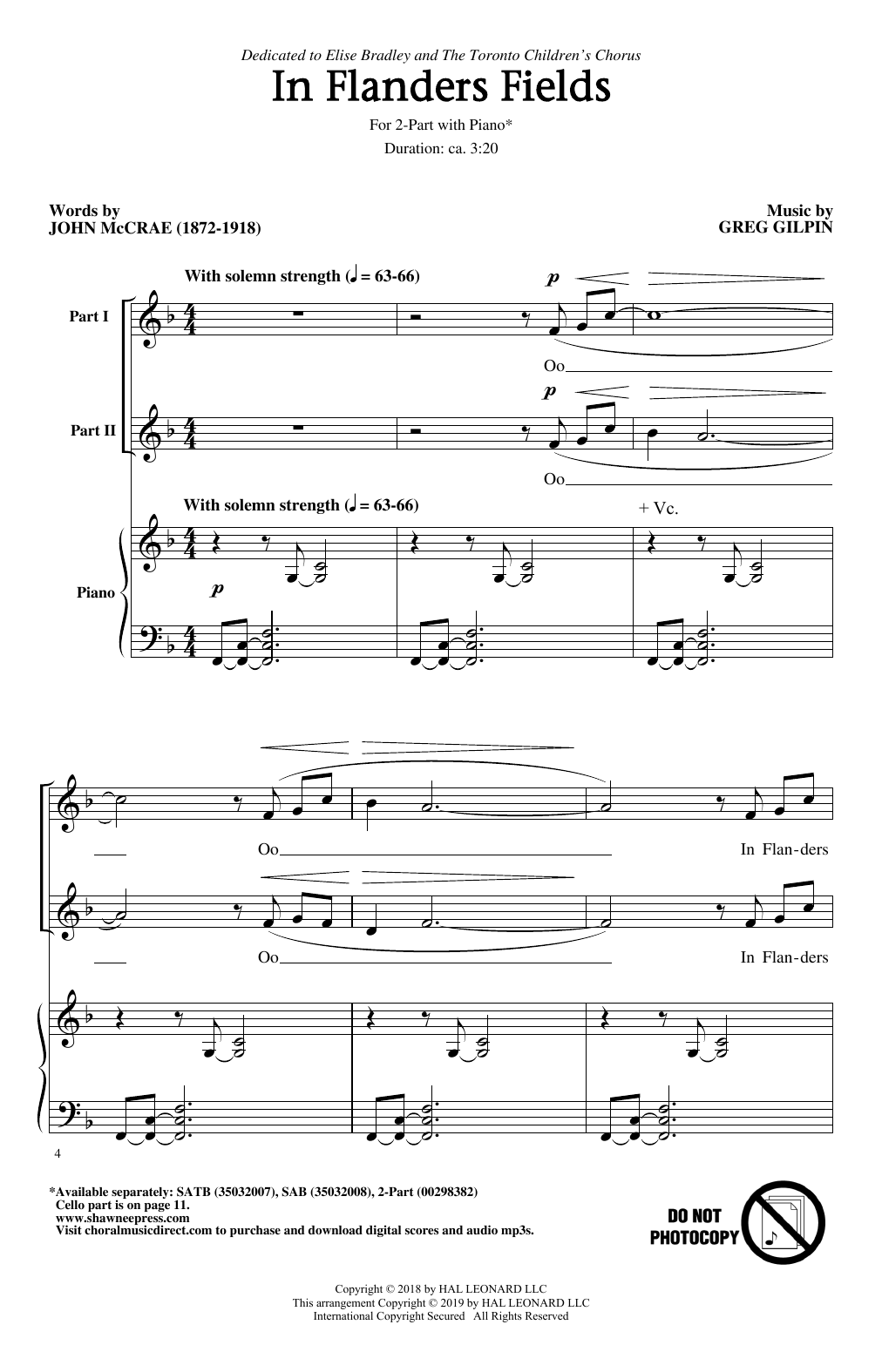 Greg Gilpin In Flanders Fields sheet music notes and chords. Download Printable PDF.