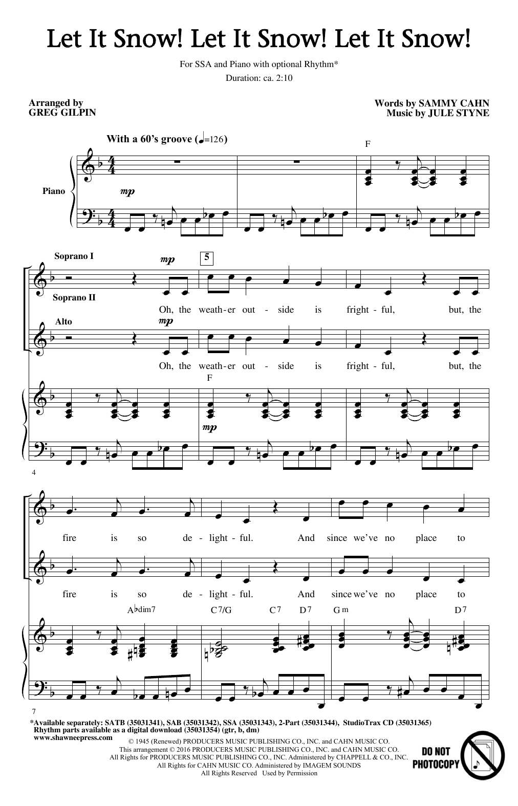 Greg Gilpin Let It Snow! Let It Snow! Let It Snow! sheet music notes and chords. Download Printable PDF.