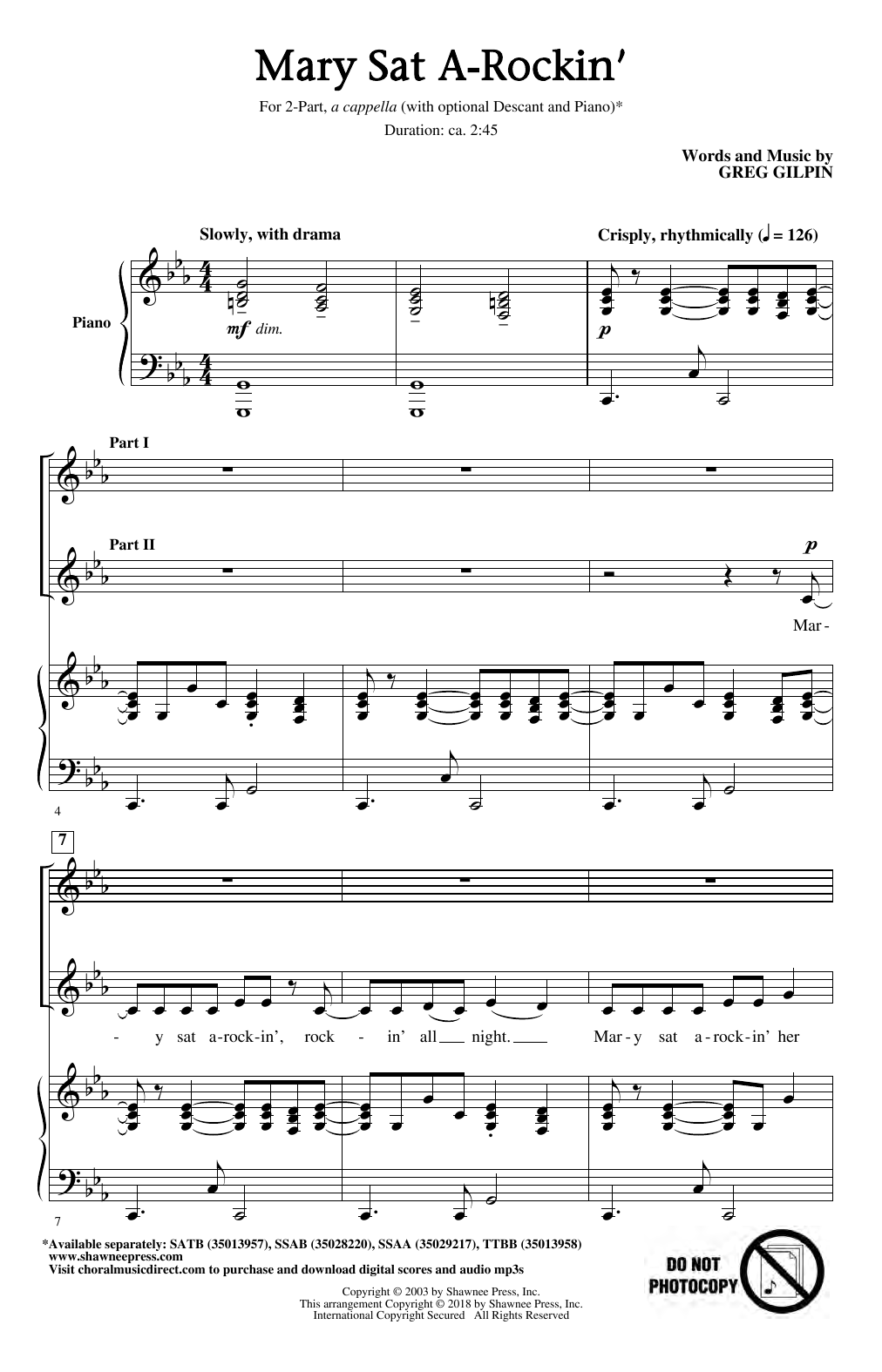 Greg Gilpin Mary Sat A-Rockin' sheet music notes and chords. Download Printable PDF.