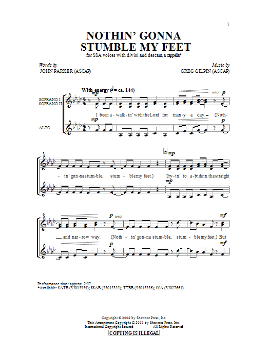 Greg Gilpin Nothin' Gonna Stumble My Feet sheet music notes and chords. Download Printable PDF.