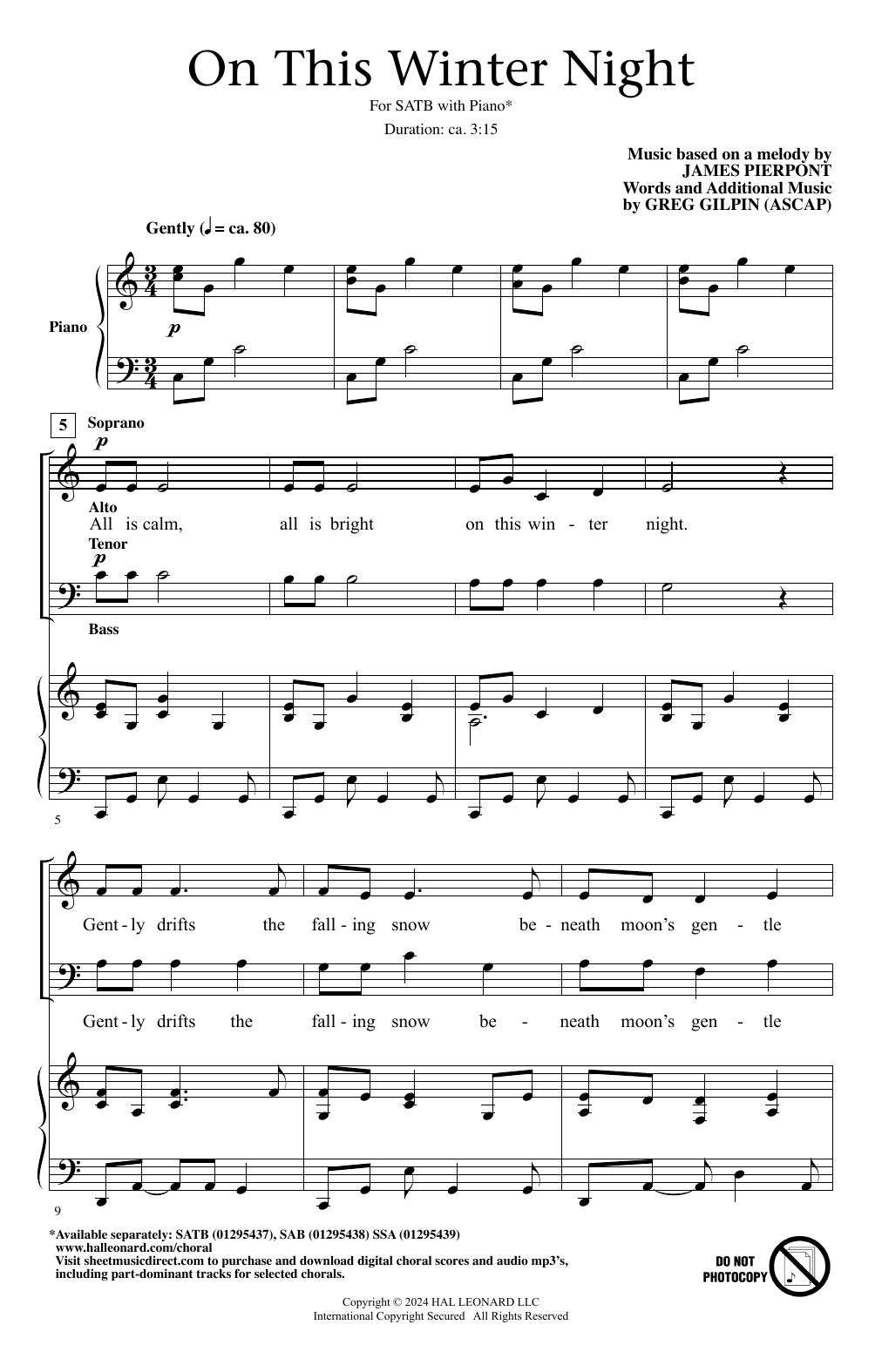 Greg Gilpin On This Winter Night sheet music notes and chords. Download Printable PDF.