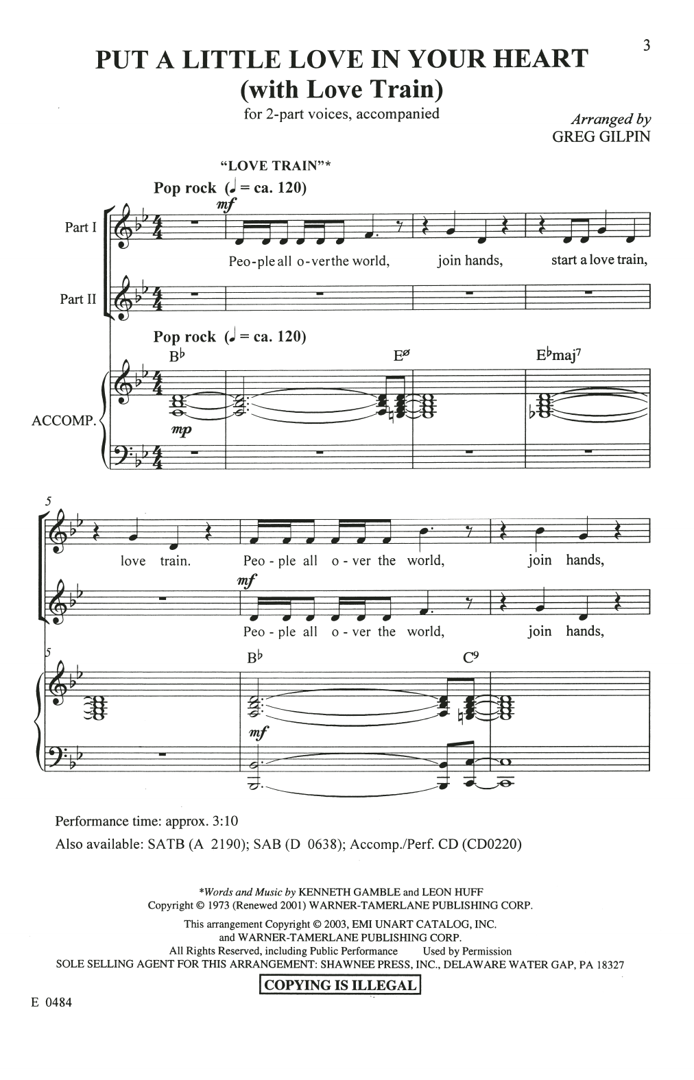 Greg Gilpin Put A Little Love In Your Heart (with Love Train) sheet music notes and chords. Download Printable PDF.