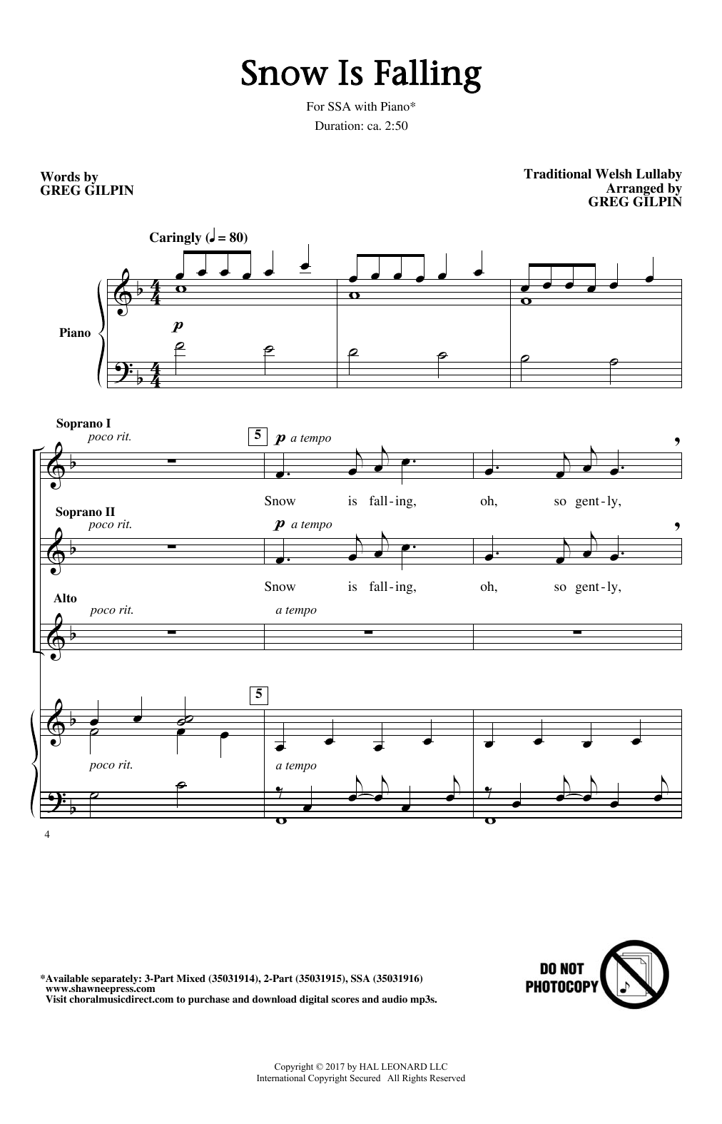 Greg Gilpin Snow Is Falling sheet music notes and chords. Download Printable PDF.