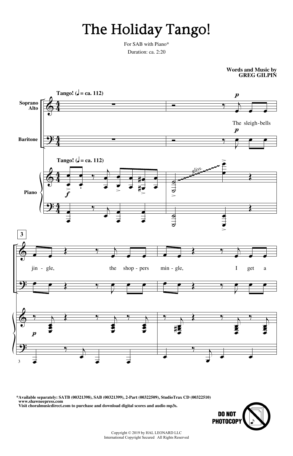 Greg Gilpin The Holiday Tango! sheet music notes and chords. Download Printable PDF.