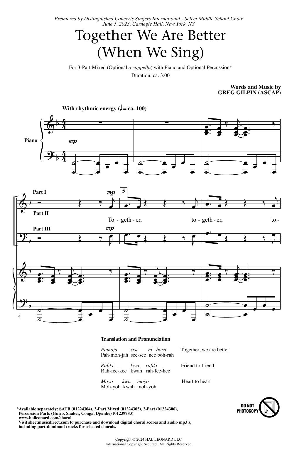 Greg Gilpin Together We Are Better (When We Sing) sheet music notes and chords arranged for SATB Choir