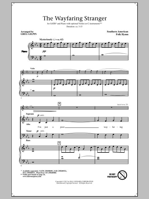 Greg Gilpin Wayfaring Stranger sheet music notes and chords. Download Printable PDF.