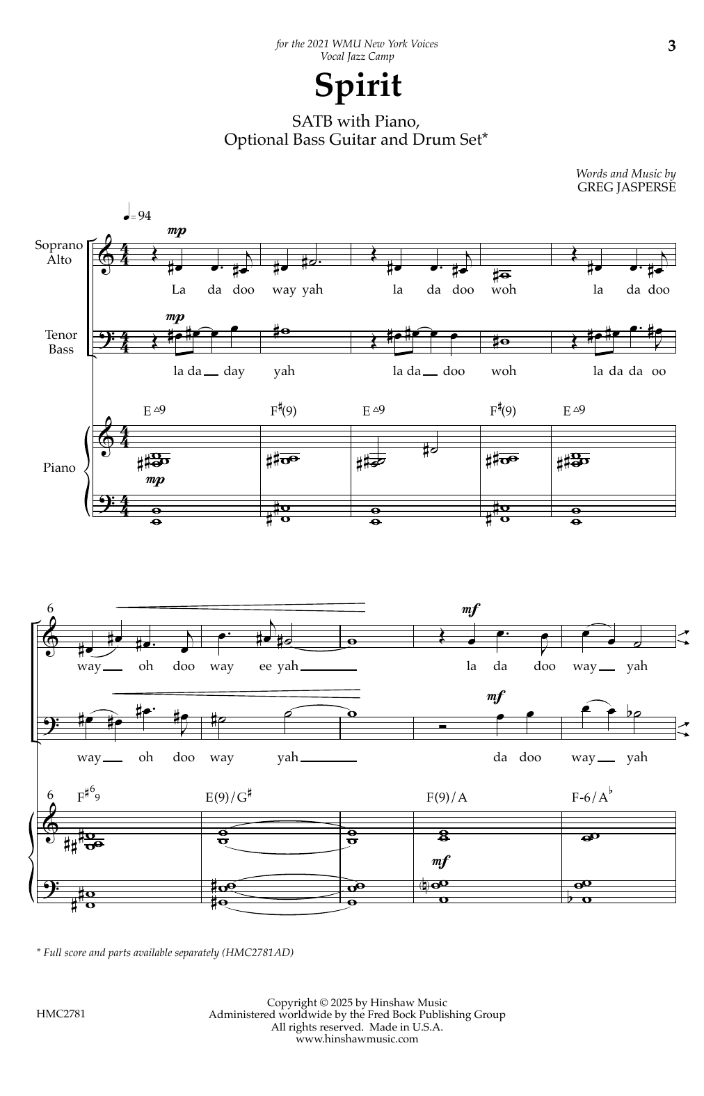 Learn to play Greg Jasperse Spirit sheet music for SATB Choir in minutes. Price: 4.7900$ Greg Jasperse Spirit sheet music notes and chords arranged for SATB Choir