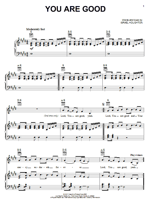 Greg Kirkland You Are Good sheet music notes and chords arranged for Piano, Vocal & Guitar Chords (Right-Hand Melody)