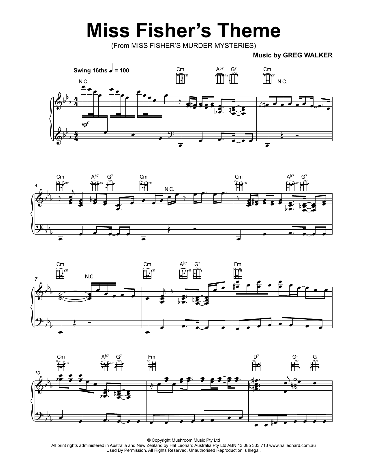 Learn to play Greg Walker Miss Fisher's Theme sheet music for Piano Solo in minutes. Price: 6.9900$ Greg Walker Miss Fisher's Theme sheet music notes and chords arranged for Piano Solo