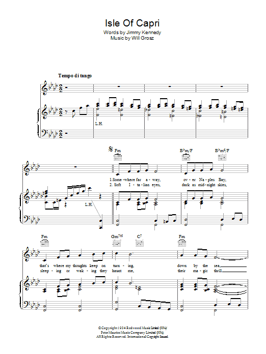 Learn to play Greta Keller Isle Of Capri sheet music for Piano, Vocal & Guitar Chords in minutes. Price: 7.8900$ Greta Keller Isle Of Capri sheet music notes and chords arranged for Piano, Vocal & Guitar Chords