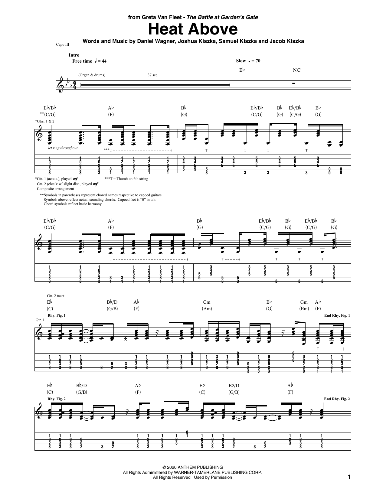 Learn to play Greta Van Fleet Heat Above sheet music for Guitar Tab in minutes. Price: 7.8900$ Greta Van Fleet Heat Above sheet music notes and chords arranged for Guitar Tab