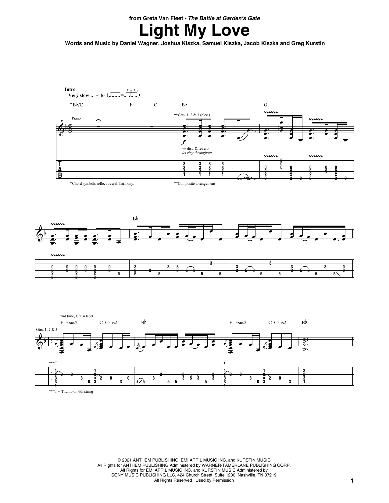 Learn to play Greta Van Fleet Light My Love sheet music for Guitar Tab in minutes. Price: 7.8900$ Greta Van Fleet Light My Love sheet music notes and chords arranged for Guitar Tab