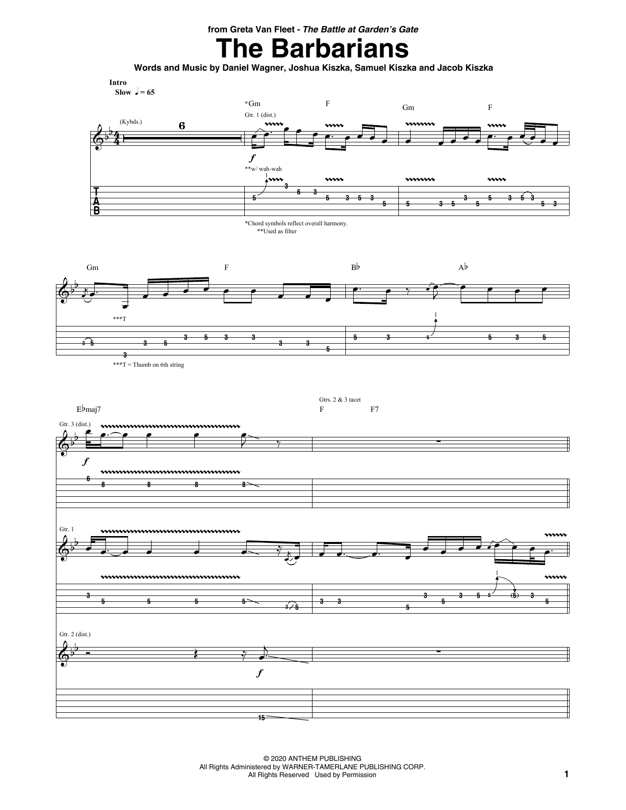 Learn to play Greta Van Fleet The Barbarians sheet music for Guitar Tab in minutes. Price: 7.8900$ Greta Van Fleet The Barbarians sheet music notes and chords arranged for Guitar Tab