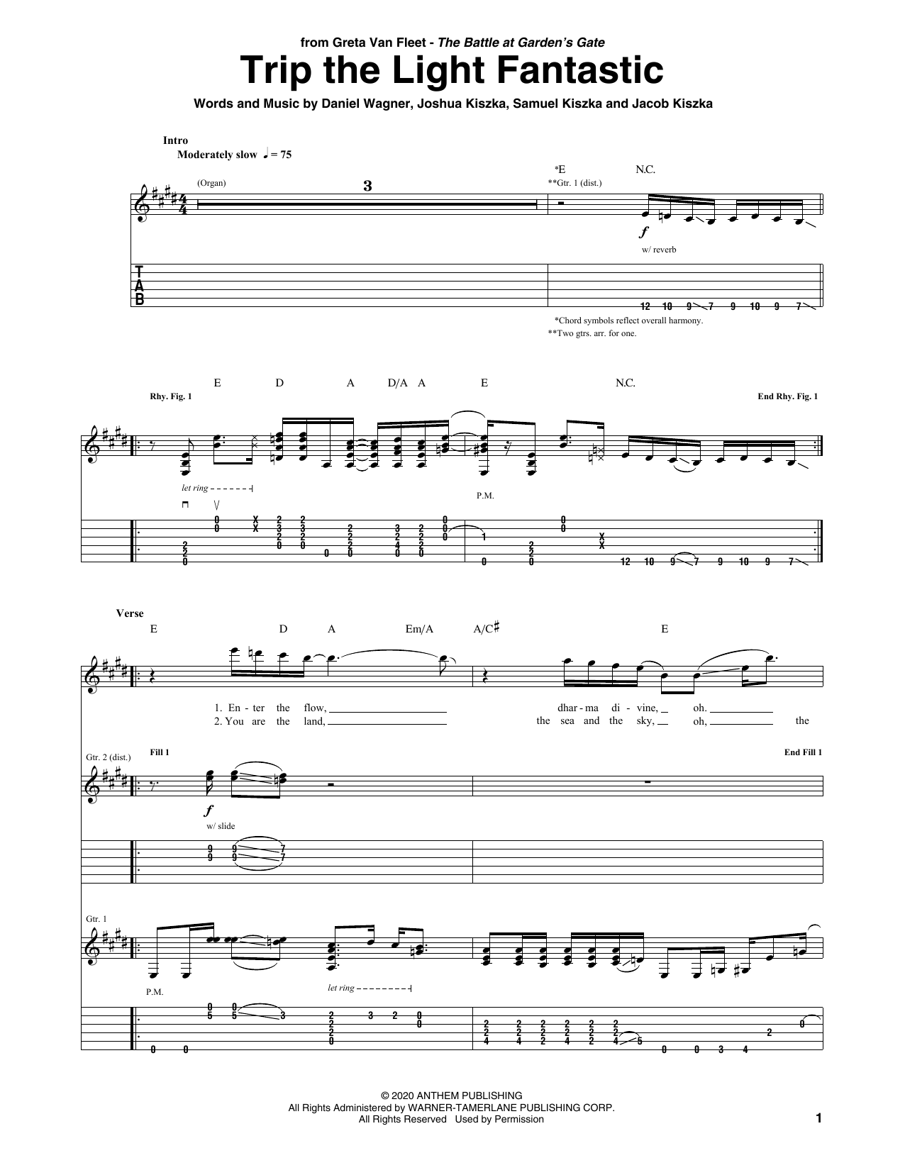 Learn to play Greta Van Fleet Trip The Light Fantastic sheet music for Guitar Tab in minutes. Price: 7.8900$ Greta Van Fleet Trip The Light Fantastic sheet music notes and chords arranged for Guitar Tab