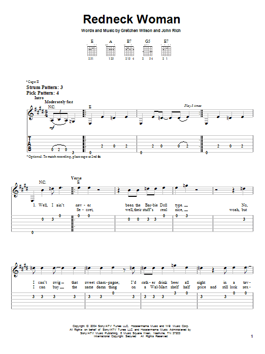 Gretchen Wilson Redneck Woman sheet music notes and chords. Download Printable PDF.