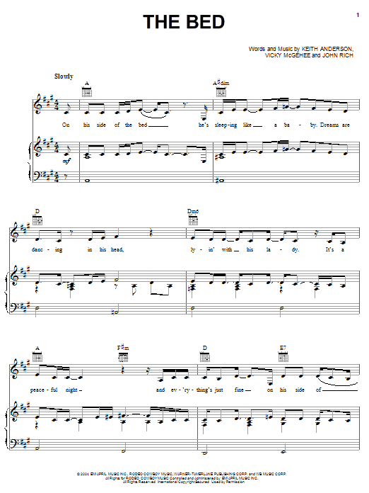 Gretchen Wilson The Bed sheet music notes and chords arranged for Piano, Vocal & Guitar Chords (Right-Hand Melody)