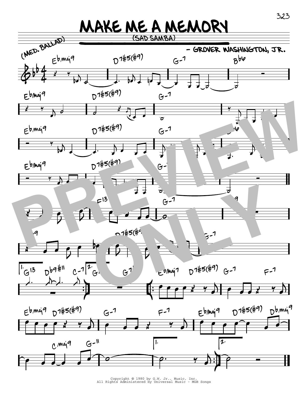 Learn to play Grover Washington, Jr. Make Me A Memory (Sad Samba) sheet music for Real Book – Melody & Chords in minutes. Price: 5.9900$ Grover Washington, Jr. Make Me A Memory (Sad Samba) sheet music notes and chords arranged for Real Book – Melody & Chords