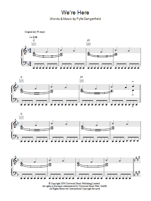 Guillemots We're Here sheet music notes and chords. Download Printable PDF.