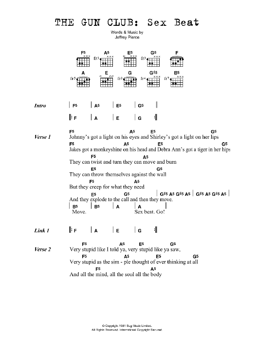 The Gun Club Sex Beat sheet music notes and chords. Download Printable PDF.