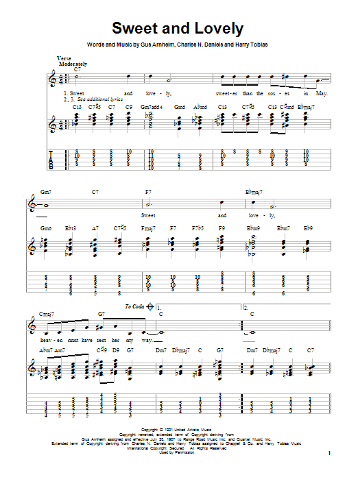 Gus Arnheim Sweet And Lovely sheet music notes and chords. Download Printable PDF.