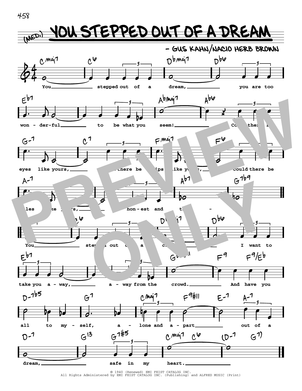 Gus Kahn and Nacio Herb Brown You Stepped Out Of A Dream (High Voice) (from Ziegfeld Girl) sheet music notes and chords. Download Printable PDF.