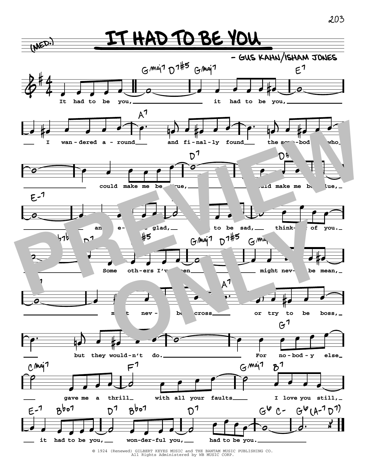 Gus Kahn It Had To Be You (High Voice) sheet music notes and chords. Download Printable PDF.