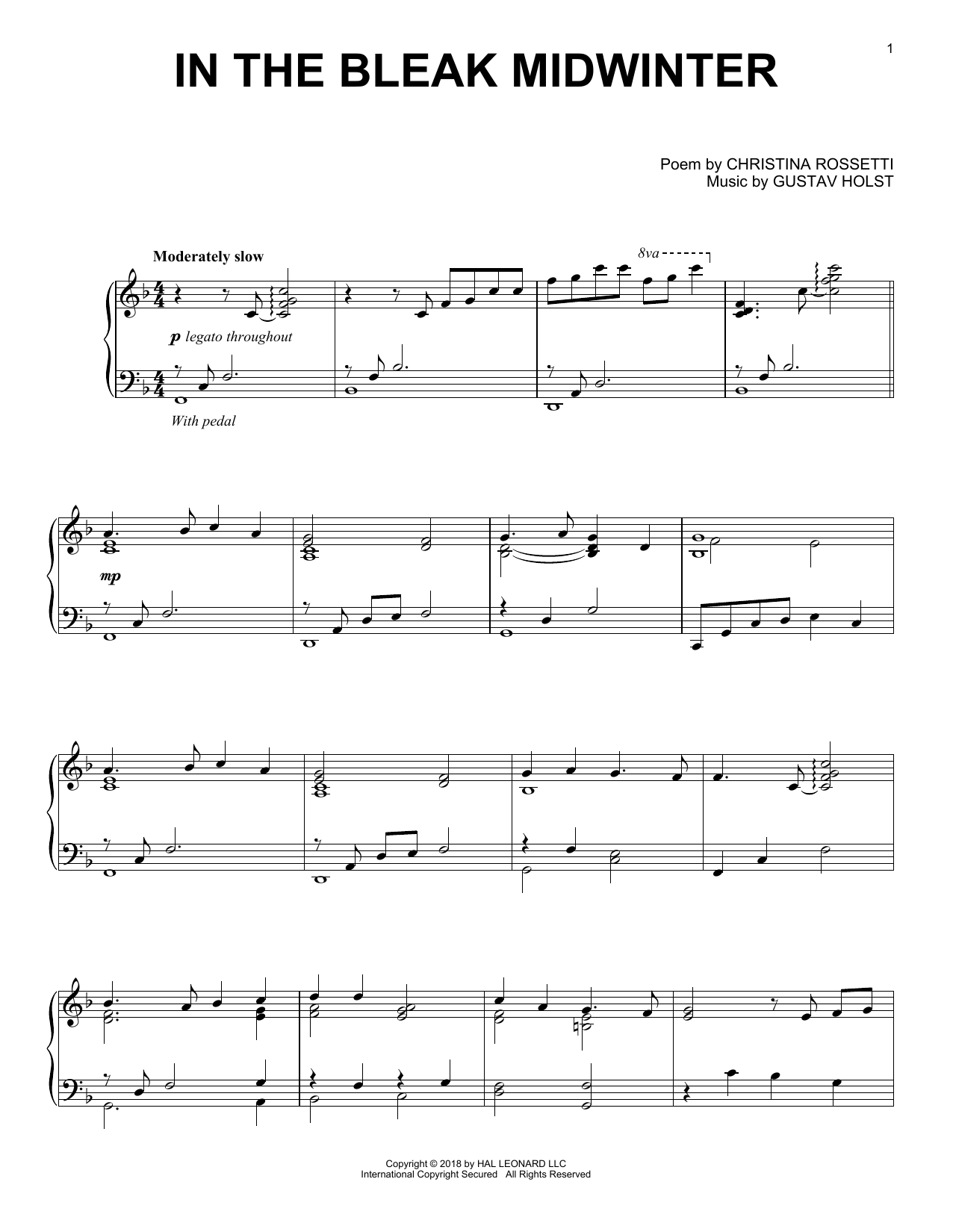 Gustav Holst In The Bleak Midwinter [Jazz version] sheet music notes and chords. Download Printable PDF.