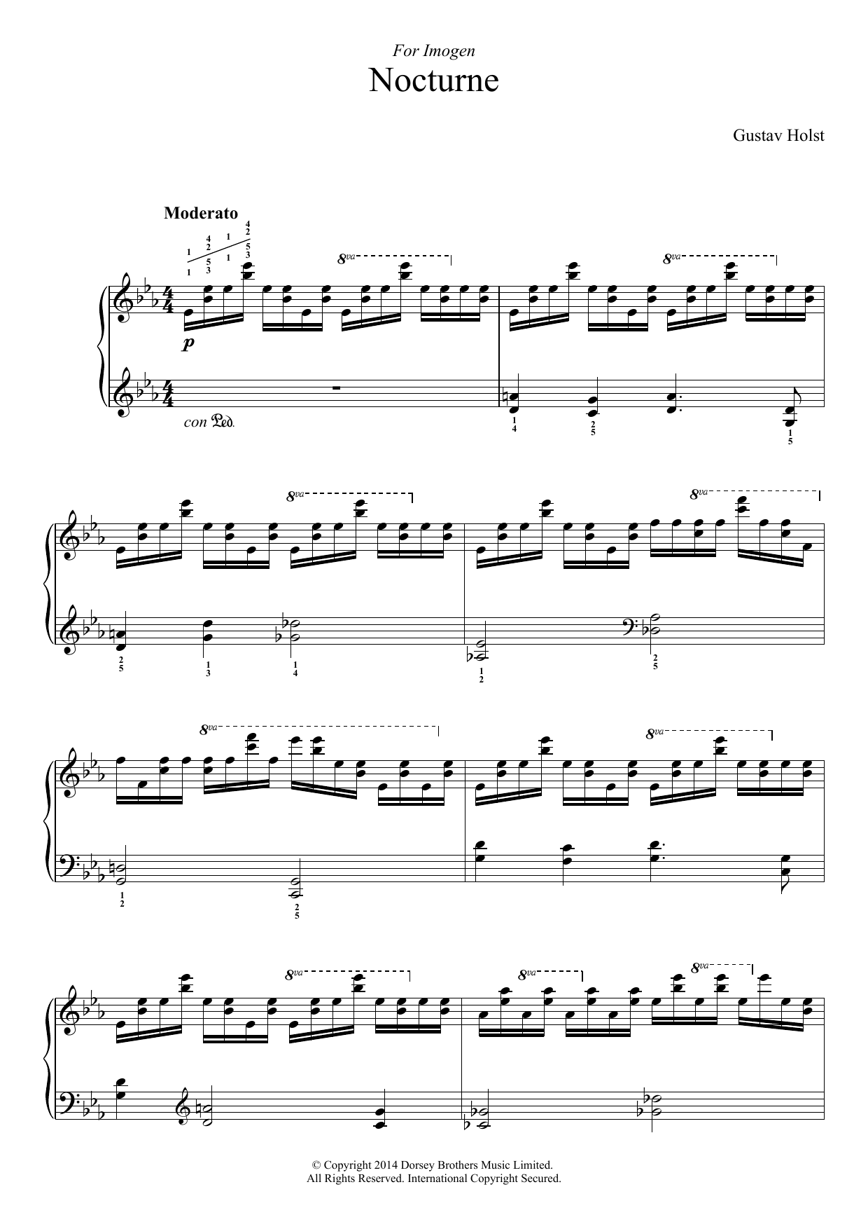 Learn to play Gustav Holst Nocturne sheet music for Piano Solo in minutes. Price: 7.8900$ Gustav Holst Nocturne sheet music notes and chords arranged for Piano Solo