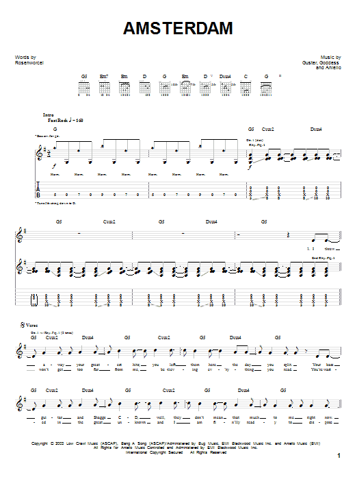 Learn to play Guster Amsterdam sheet music for Guitar Tab in minutes. Price: 7.8900$ Guster Amsterdam sheet music notes and chords arranged for Guitar Tab