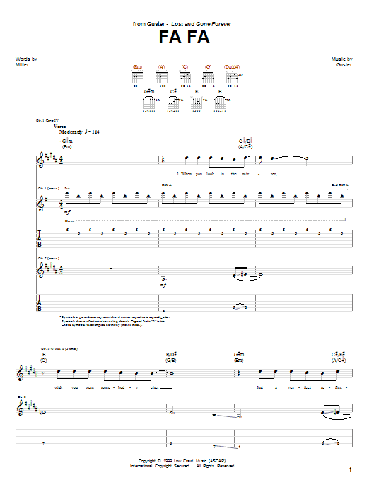 Guster Fa Fa sheet music notes and chords. Download Printable PDF.