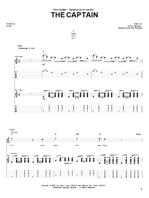 Guster The Captain sheet music notes and chords. Download Printable PDF.