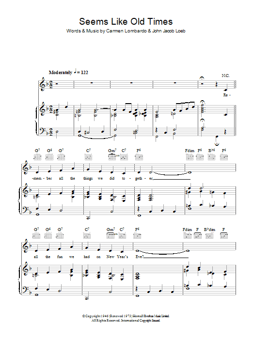 Guy Lombardo Seems Like Old Times sheet music notes and chords arranged for Piano, Vocal & Guitar Chords