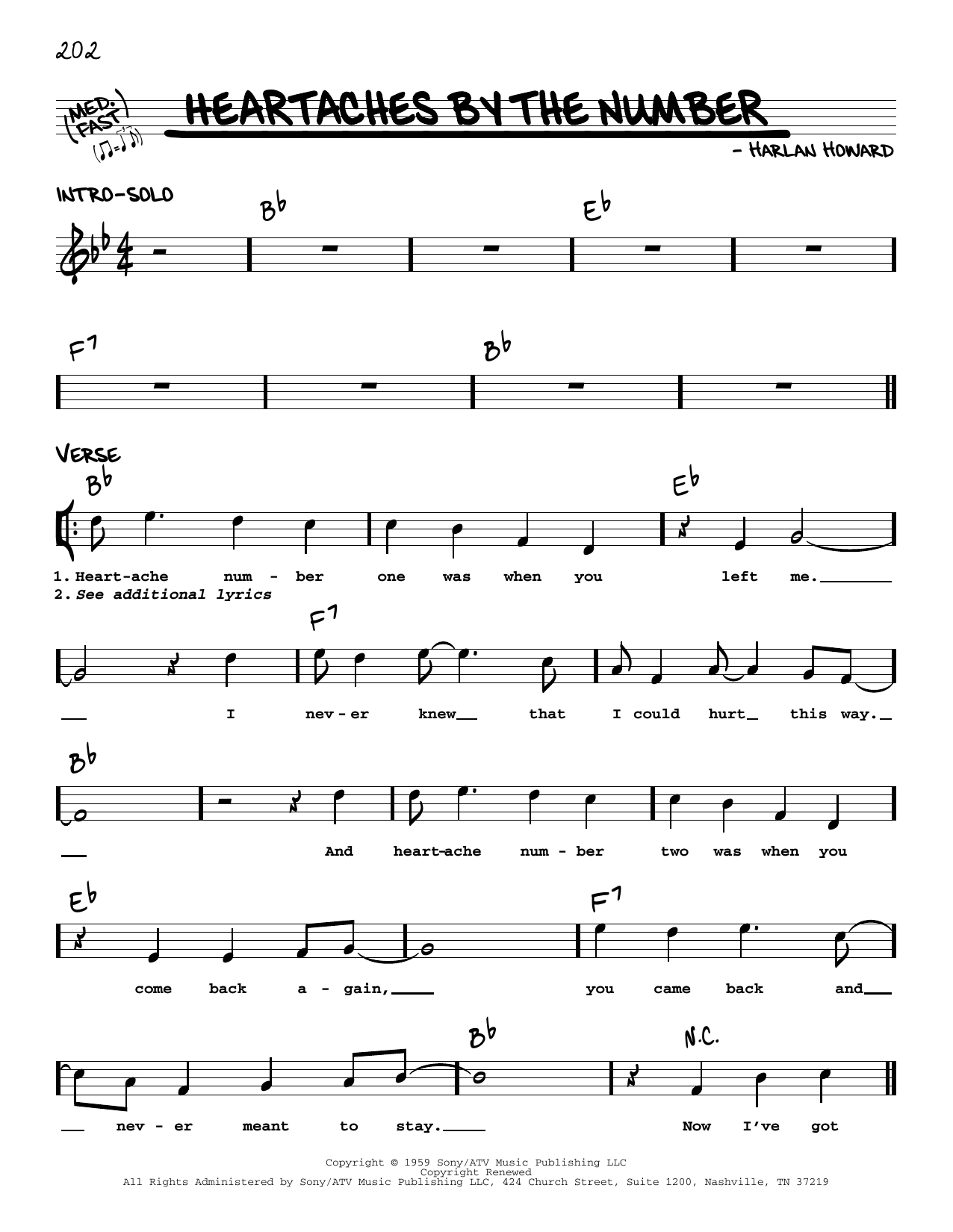 Guy Mitchell Heartaches By The Number sheet music notes and chords. Download Printable PDF.