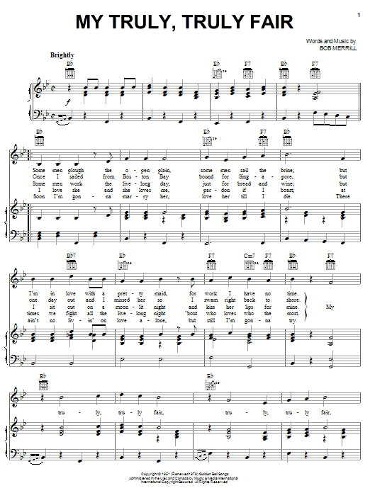 Learn to play Guy Mitchell My Truly, Truly Fair sheet music for Piano, Vocal & Guitar Chords (Right-Hand Melody) in minutes. Price: 7.8900$ Guy Mitchell My Truly, Truly Fair sheet music notes and chords arranged for Piano, Vocal & Guitar Chords (Right-Hand Melody)