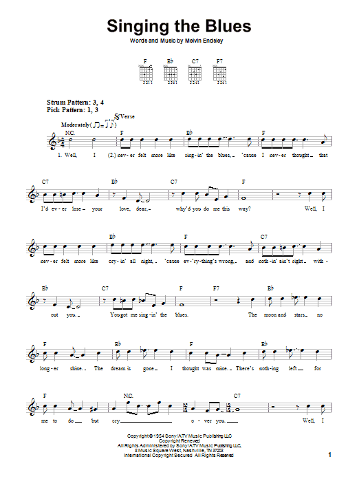 Guy Mitchell Singing The Blues sheet music notes and chords. Download Printable PDF.